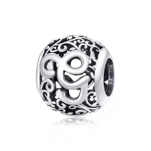 (resim) Pandora tarzı Kafes İşi Çiçek G Harfi Charm - SCC1444-G