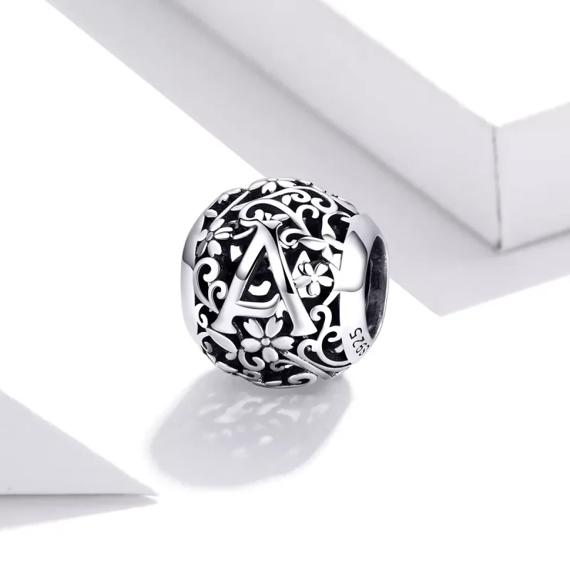 (resim) Pandora tarzı Kafes İşi Çiçek Harf A Charm - SCC1444-A - Görüntüle 2