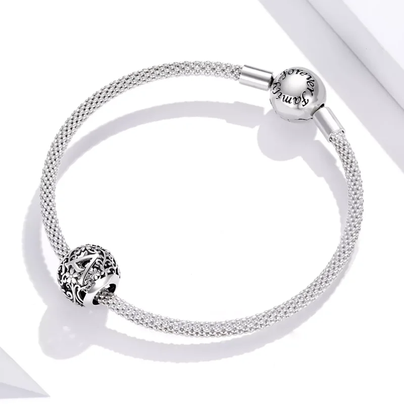 (resim) Pandora tarzı Kafes İşi Çiçek Harf A Charm - SCC1444-A - Görüntüle 3
