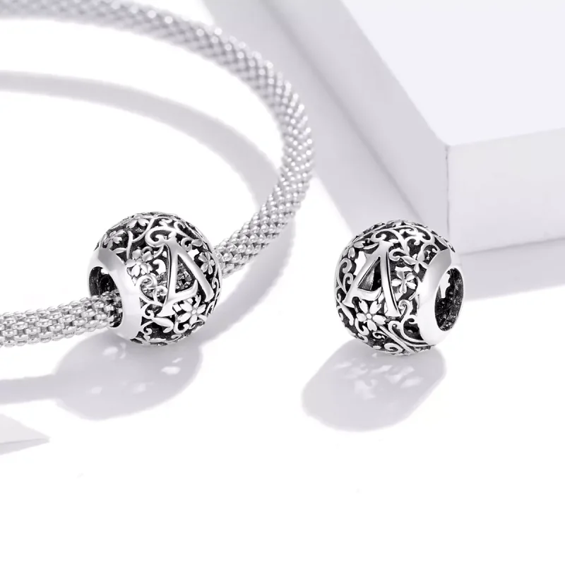(resim) Pandora tarzı Kafes İşi Çiçek Harf A Charm - SCC1444-A - Görüntüle 4