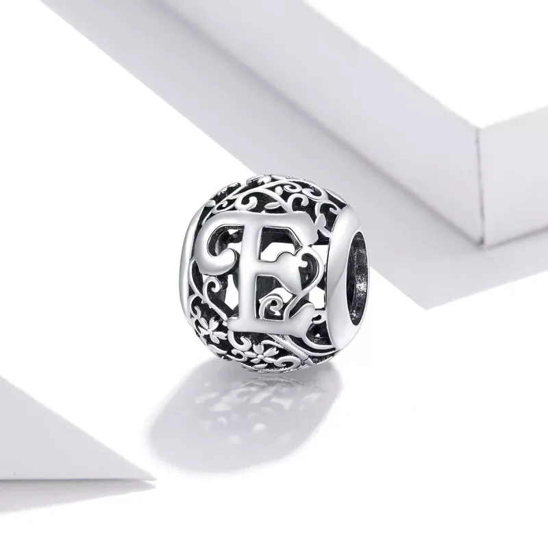 (resim) Pandora tarzı Kafes İşi Çiçek Harf E Charm - SCC1444-E - Görüntüle 2