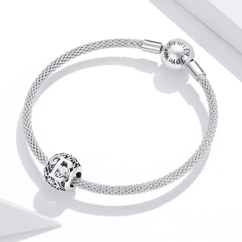 (resim) Pandora tarzı Kafes İşi Çiçek Harf E Charm - SCC1444-E - Görüntüle 3