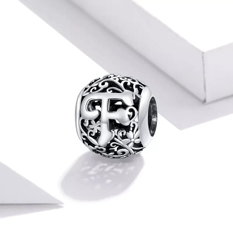 (resim) Pandora tarzı Kafes İşi Çiçek Harf F Charm - SCC1444-F - Görüntüle 2