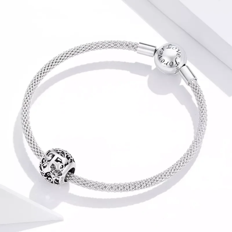 (resim) Pandora tarzı Kafes İşi Çiçek Harf F Charm - SCC1444-F - Görüntüle 3
