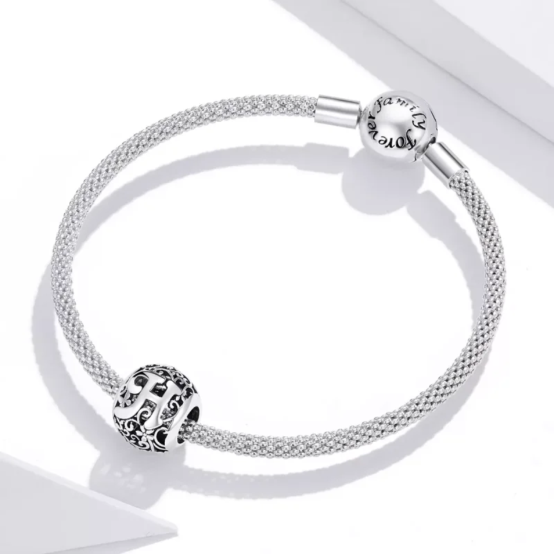 (resim) Pandora tarzı Kafes İşi Çiçek Harf H Charm - SCC1444-H - Görüntüle 3