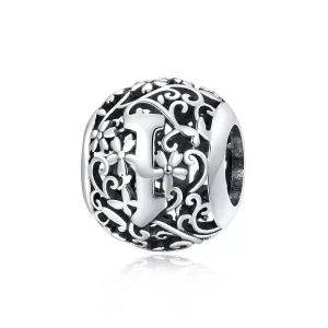 (resim) Pandora tarzı Kafes İşi Çiçek Harf I Charm - SCC1444-I