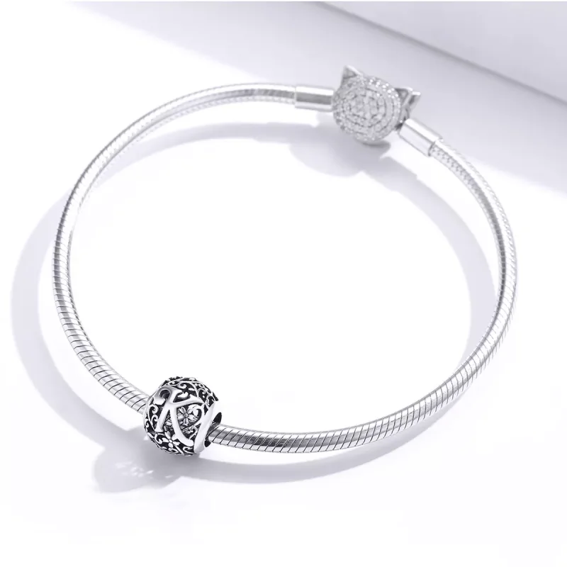 (resim) Pandora tarzı Kafes İşi Çiçek Harf K Charm - SCC1444-K - Görüntüle 3