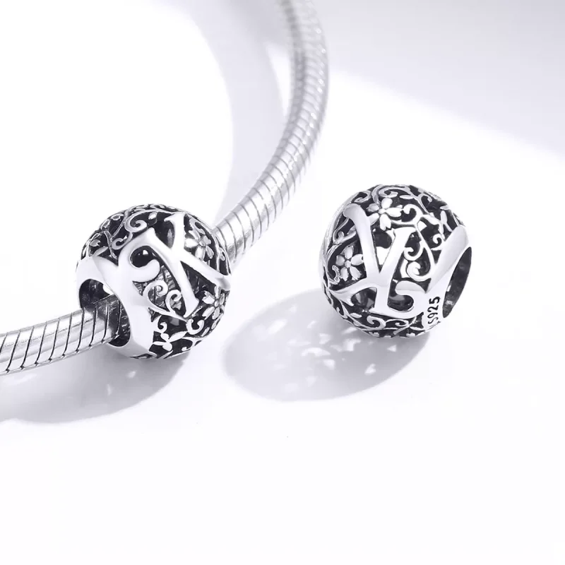 (resim) Pandora tarzı Kafes İşi Çiçek Harf K Charm - SCC1444-K - Görüntüle 4