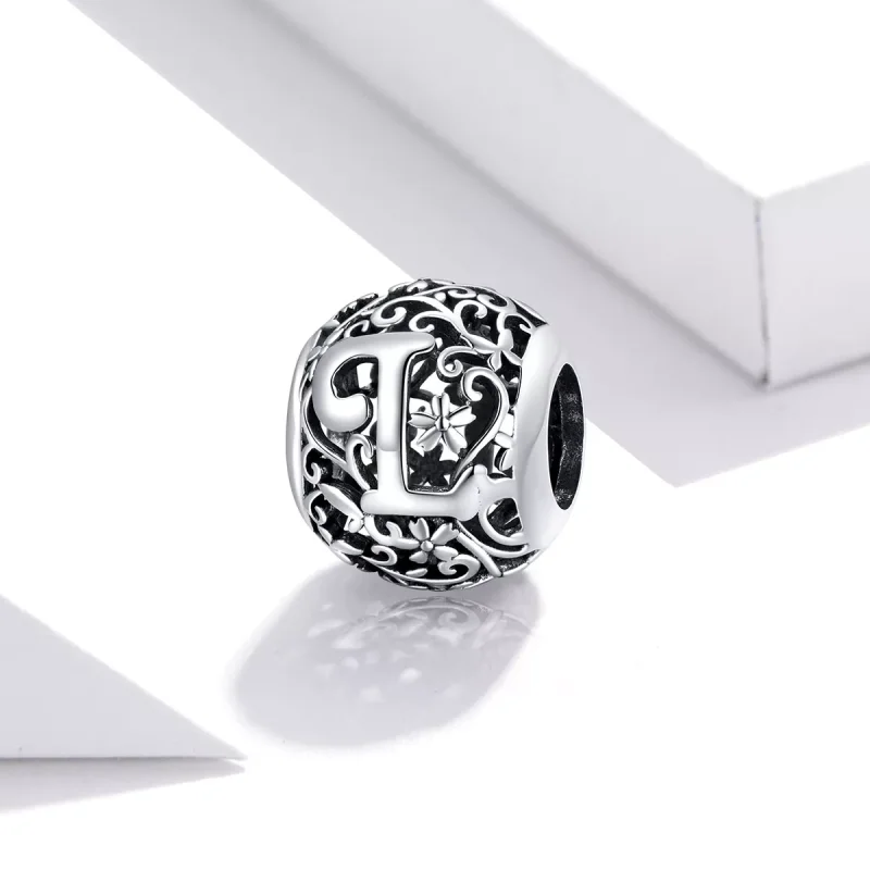 (resim) Pandora tarzı Kafes İşi Çiçek Harf L Charm - SCC1444-L - Görüntüle 2