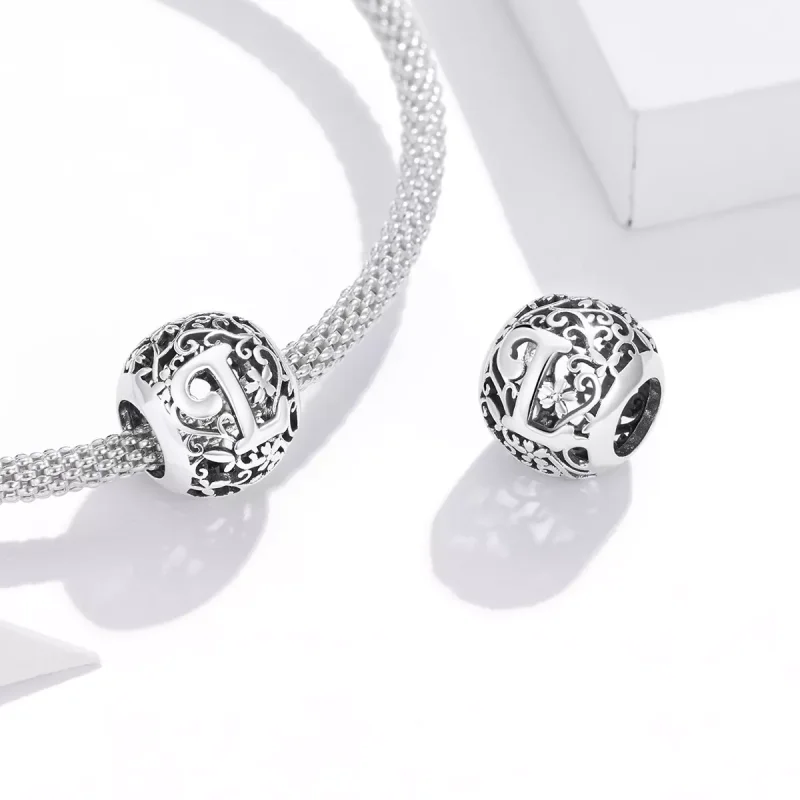 (resim) Pandora tarzı Kafes İşi Çiçek Harf L Charm - SCC1444-L - Görüntüle 4