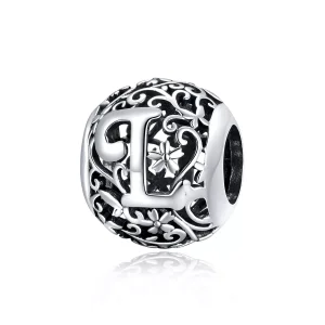 (resim) Pandora tarzı Kafes İşi Çiçek Harf L Charm - SCC1444-L