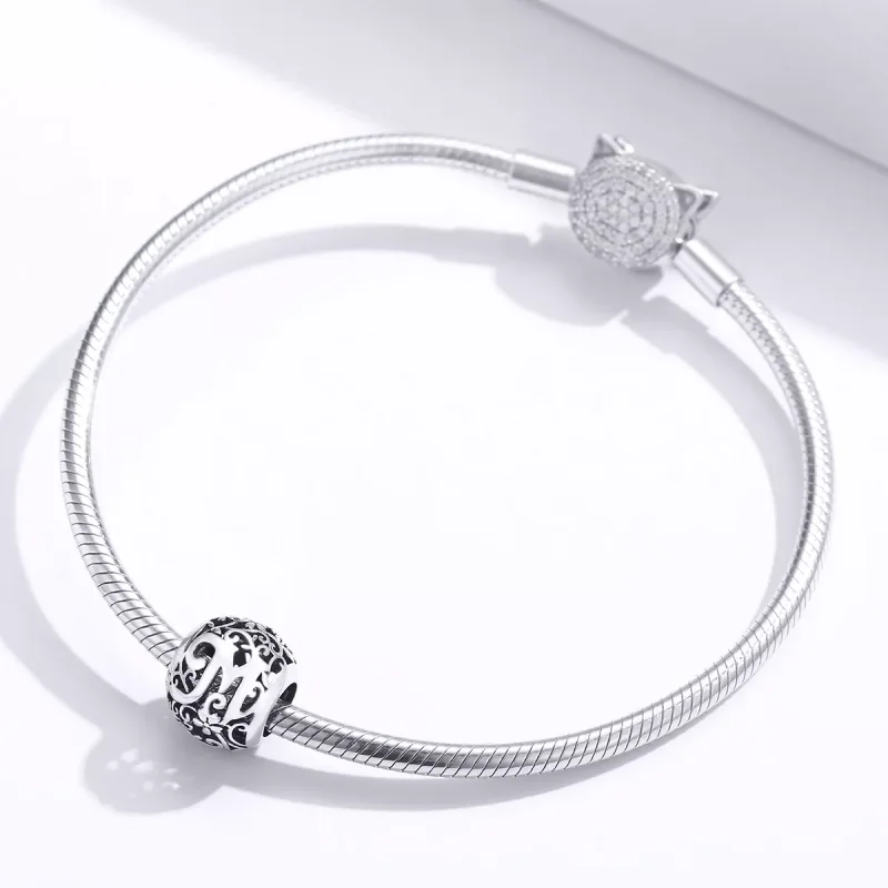(resim) Pandora tarzı Kafes İşi Çiçek Harf M Charm - SCC1444-M - Görüntüle 3