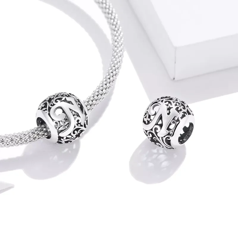 (resim) Pandora tarzı Kafes İşi Çiçek Harf N Charm - SCC1444-N - Görüntüle 4
