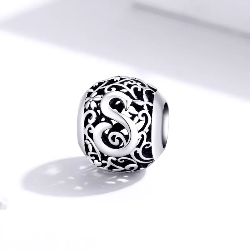 (resim) Pandora tarzı Kafes İşi Çiçek Harf S Charm - SCC1444-S - Görüntüle 2