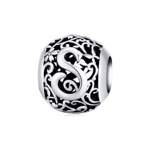 (resim) Pandora tarzı Kafes İşi Çiçek Harf S Charm - SCC1444-S
