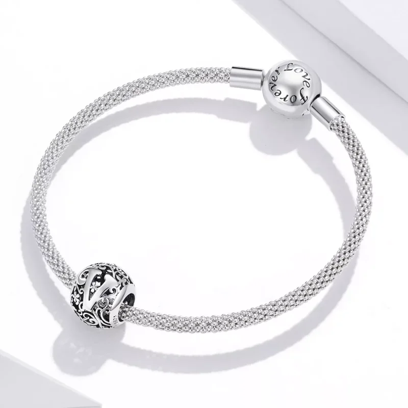 (resim) Pandora tarzı Kafes İşi Çiçek Harf V Charm - SCC1444-V - Görüntüle 3