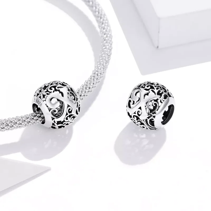 (resim) Pandora tarzı Kafes İşi Çiçek Harf X Charm - SCC1444-X - Görüntüle 4