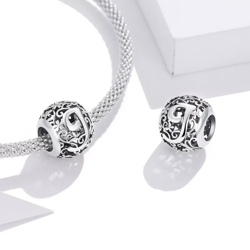 (resim) Pandora tarzı Kafes İşi Çiçek Harfi J Charm - SCC1444-J - Görüntüle 4