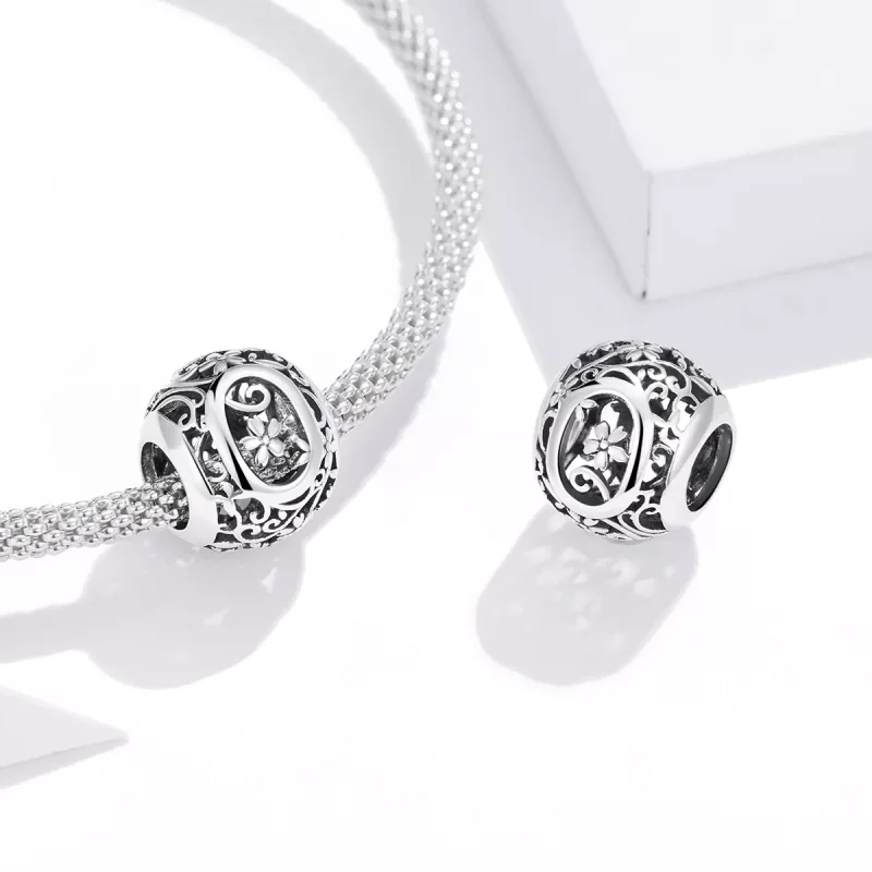 (resim) Pandora tarzı Kafes İşi Çiçek Harfi O Charm - SCC1444-O - Görüntüle 4