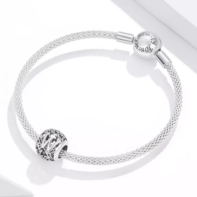(resim) Pandora tarzı Kafes İşi Çiçek Harfi W Charm - SCC1444-W - Görüntüle 3