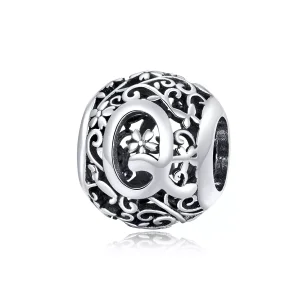 (resim) Pandora tarzı Kafes İşi Çiçek Mektup Q Charm - SCC1444-Q