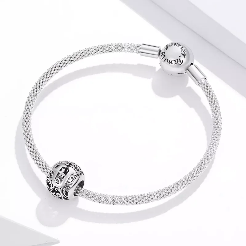 (resim) Pandora tarzı Kafes İşi Çiçek U Harfi Charm - SCC1444-U - Görüntüle 3