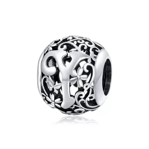 (resim) Pandora tarzı Kafes İşi Çiçek Y Harfi Charm - SCC1444-Y