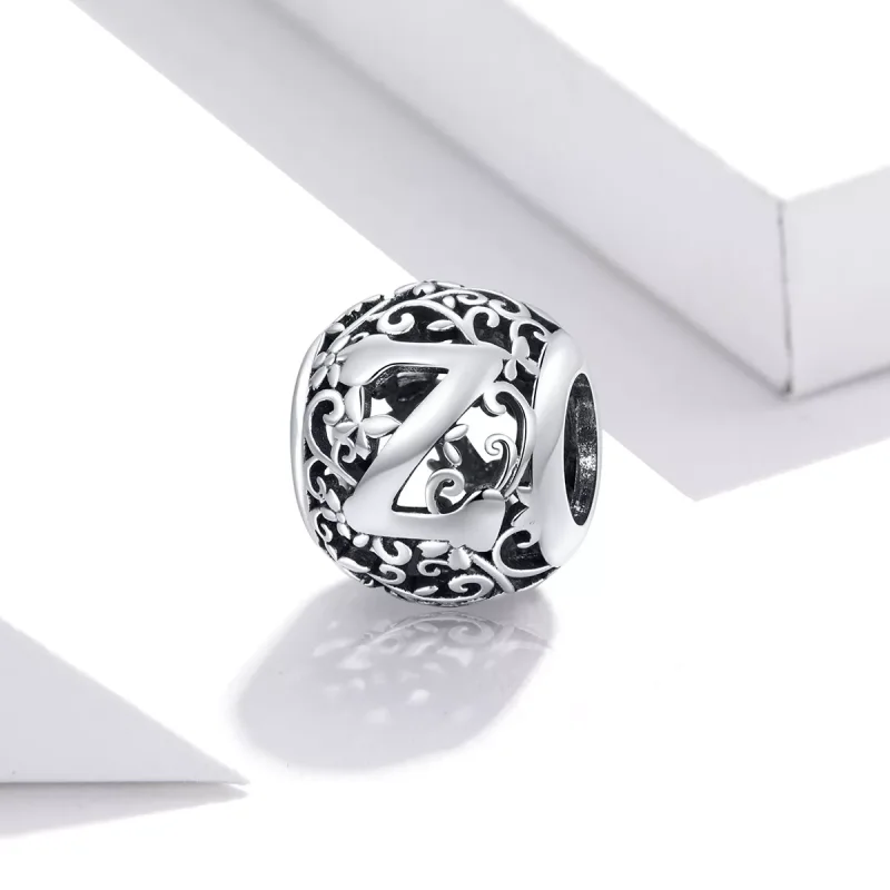 (resim) Pandora tarzı Kafes İşi Çiçek Z harfi Charm - SCC1444-Z - Görüntüle 2