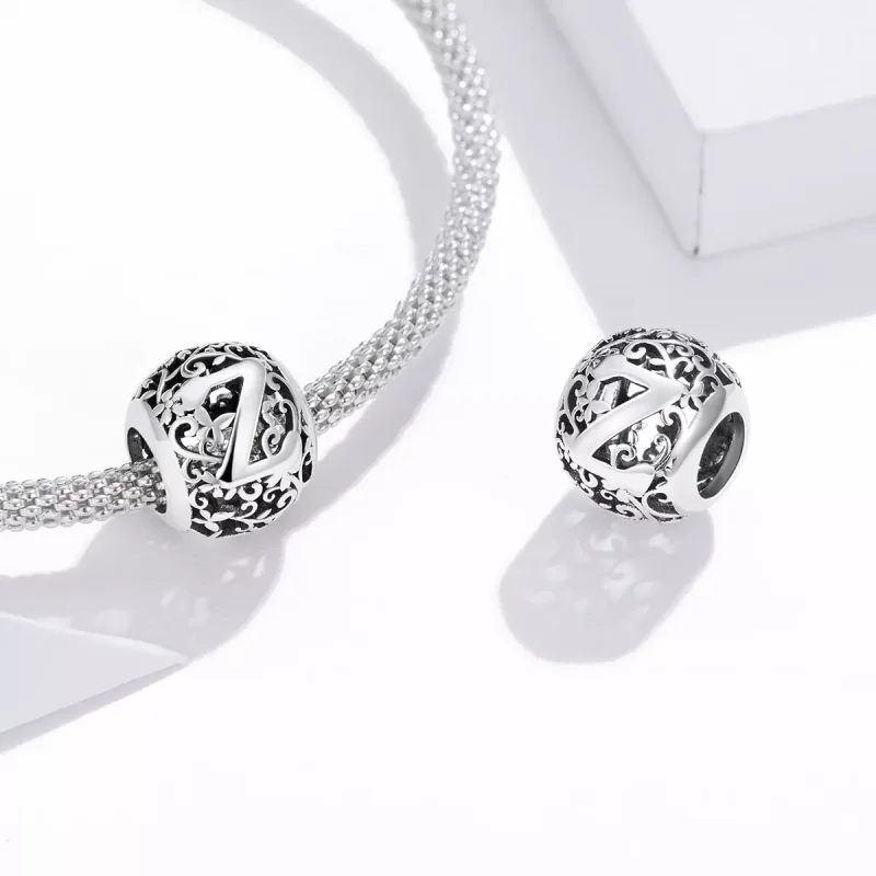 (resim) Pandora tarzı Kafes İşi Çiçek Z harfi Charm - SCC1444-Z - Görüntüle 4
