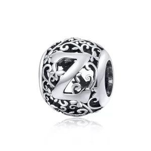 (resim) Pandora tarzı Kafes İşi Çiçek Z harfi Charm - SCC1444-Z