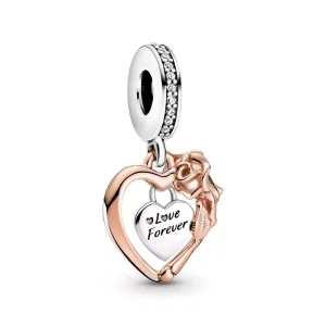 (resim) Kalp ve Gül Çiçeği Sallantılı Charm - 789290C01