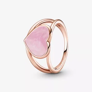 (resim) Pandora 14 ayar pembe altın kaplama Pembe Girdap Kalp Beyanı Yüzük - 189263C01