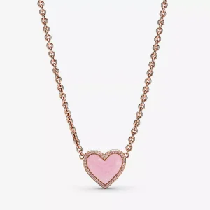 (resim) Pandora 14 ayar pembe altın Pembe Girdap Kalp Kolye - 389279C01