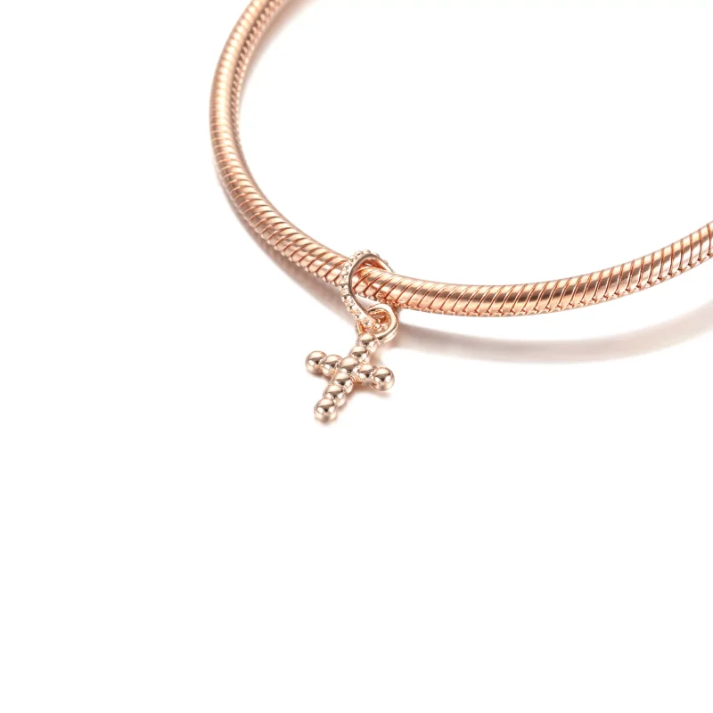 (resim) Pandora 14k rose altın kaplama Boncuklu Haç Sallantılı Charm - 789332C00 - Görüntüle 5