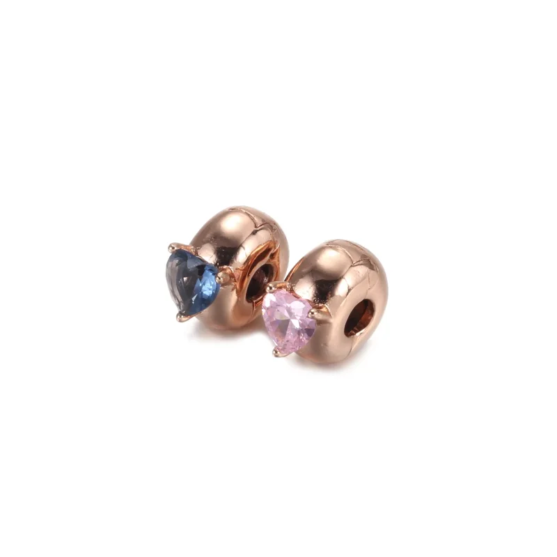 (resim) Pandora 14k rose altın kaplama Mavi Kalp Solitaire Klips - 789203C02 - Görüntüle 2