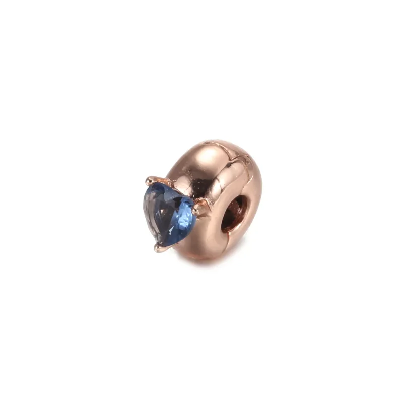 (resim) Pandora 14k rose altın kaplama Mavi Kalp Solitaire Klips - 789203C02 - Görüntüle 3