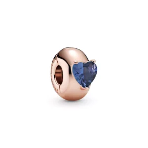 (resim) Pandora 14k rose altın kaplama Mavi Kalp Solitaire Klips - 789203C02