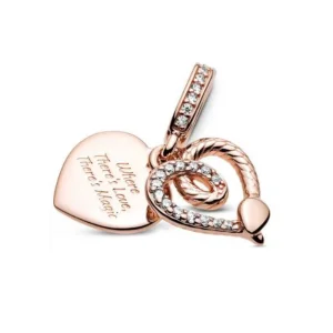 (resim) Pandora 14k rose altın kaplama Yılan ve Kalp Sallantılı Charm - 789086C01