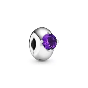 (resim) Pandora Mor Yuvarlak Solitaire Klips - 799204C02
