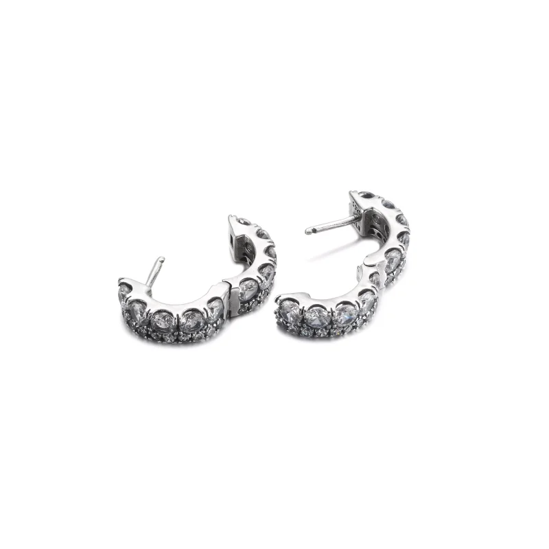 (resim) PANDORA Çift Bantlı Pavé Hoop Küpeler - 290058C01 - Görüntüle 6