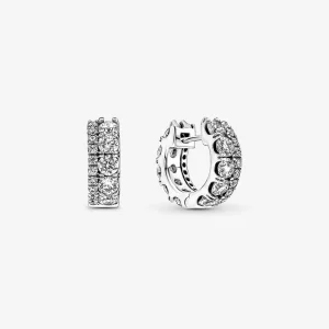 (resim) PANDORA Çift Bantlı Pavé Hoop Küpeler - 290058C01