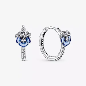 (resim) PANDORA Mavi Pansy Çiçeği Hoop Küpe - 290775C01