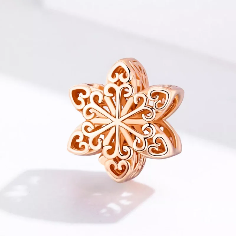 (resim) Pandora tarzı 14k rose altın kaplama Kar tane -leri Charm - SCC719-C - Görüntüle 3