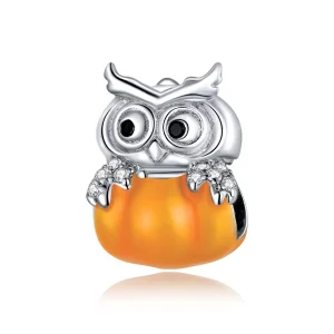(resim) Pandora tarzı Balkabağı Baykuş Charm - BSC342
