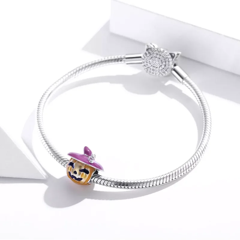 (resim) Pandora tarzı Cadılar Bayramı balkabağı Charm - BSC329 - Görüntüle 3