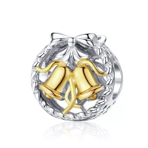 (resim) Pandora tarzı iki renkli Noel çanı Charm - SCC1358