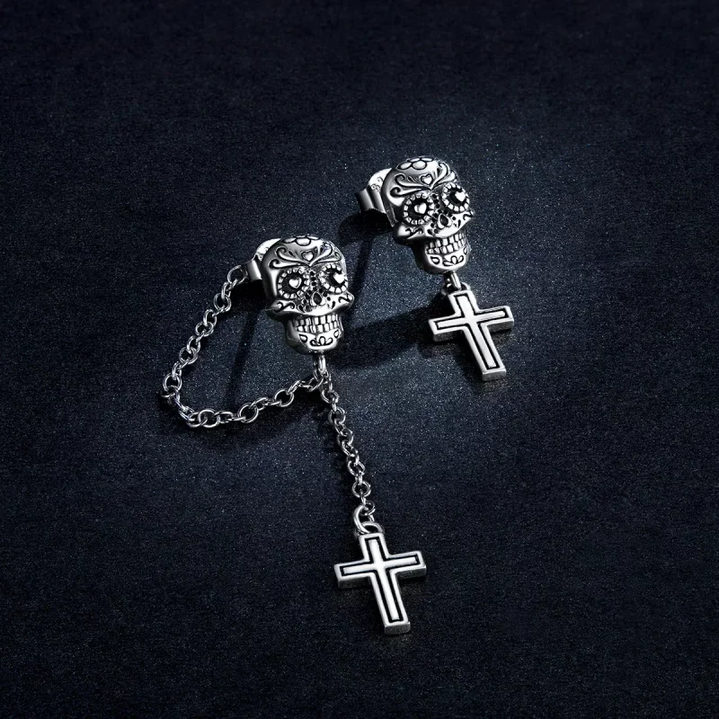 (resim) Pandora tarzı Kafatası Haçı Sallantılı Küpe - BSE419 - Görüntüle 5