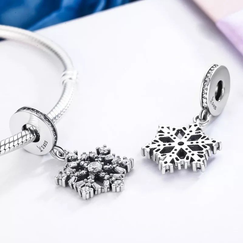 (resim) Pandora tarzı Kristal kar taneleri Sallantılı Charm - SCC266 - Görüntüle 4