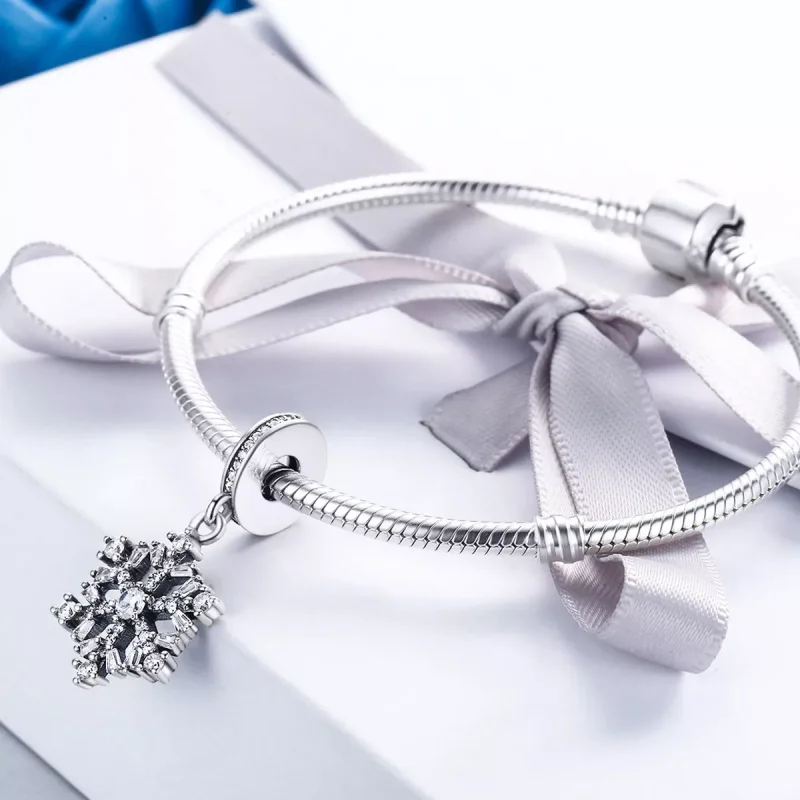 (resim) Pandora tarzı Kristal kar taneleri Sallantılı Charm - SCC266 - Görüntüle 5