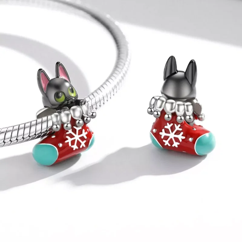 (resim) Pandora tarzı Noel çorap kedi yavrusu Charm - SCC2036 - Görüntüle 4